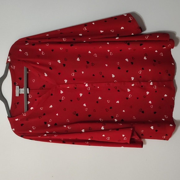 Catherines Tunic Size 2X 22-24 Red Valentine Hearts Pattern Christmas Holiday - Picture 1 of 11